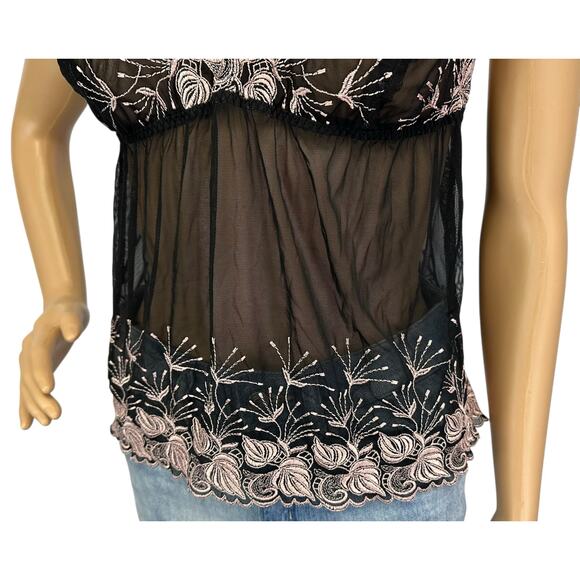 Cacique Lane Bryant Embroidered 2 Piece Babydoll Cami Set Black 1X/2X Plus Size - Picture 9 of 14